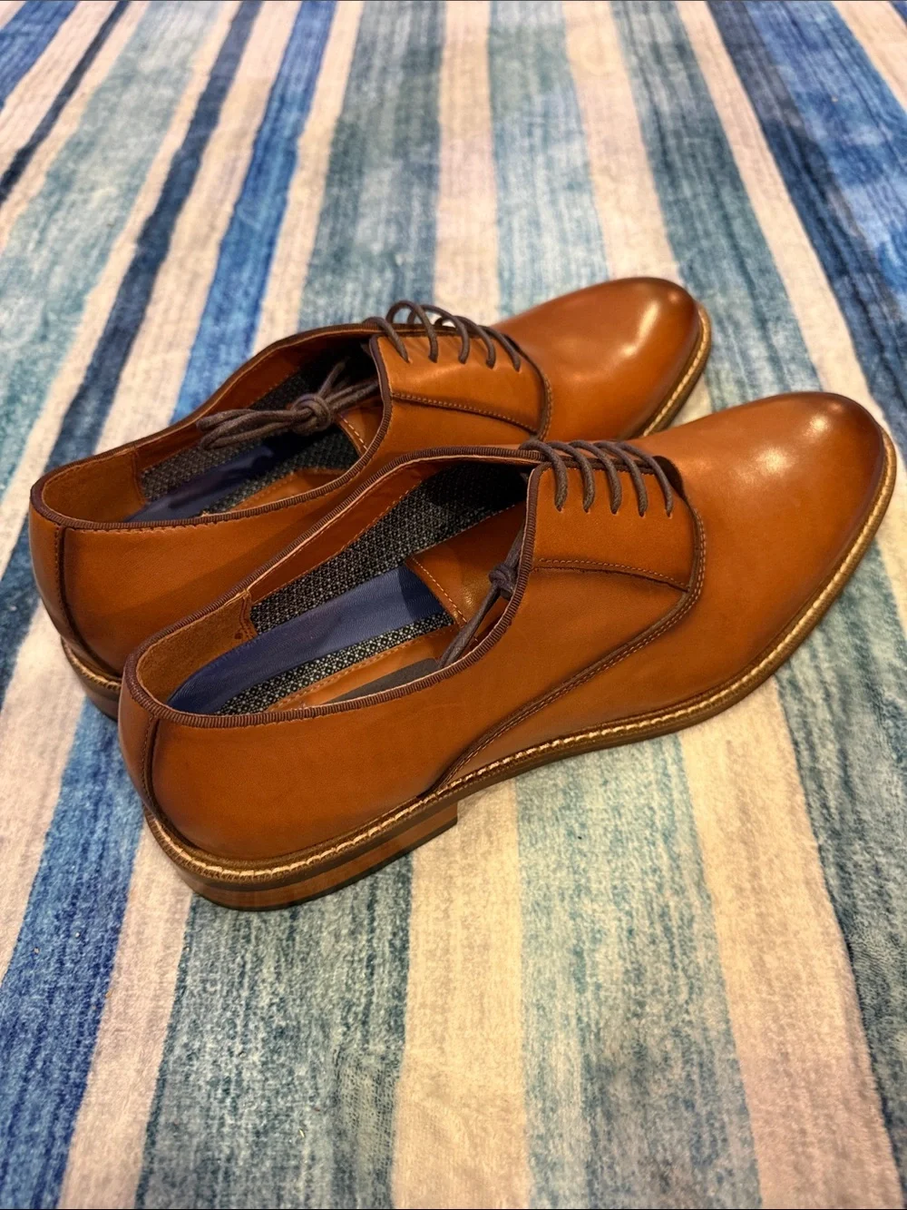 Vince Camuto Cognac Brown Leather Slip-On Loafers